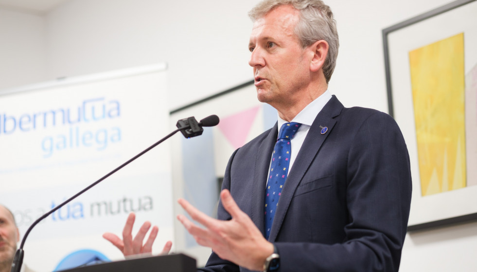 El presidente de la Xunta, Alfonso Rueda, interviene en un acto en Ourense