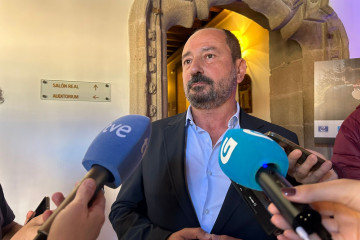 El director de la Axencia de Turismo de Galicia, Xosé Merelles, en sus declaraciones para los medios de comunicación.