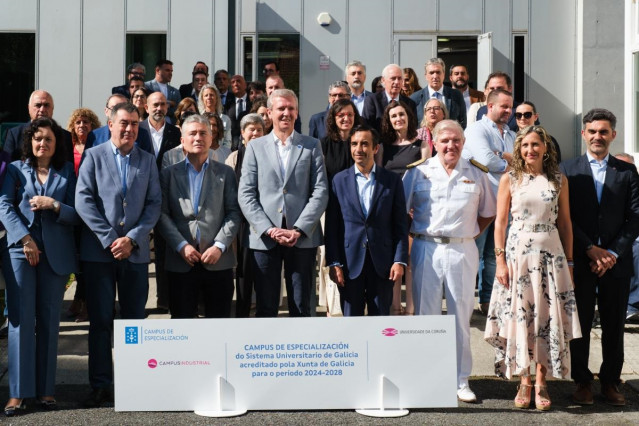 El presidente del Gobierno gallego, Alfonso Rueda, en el acto de entrega de la reacreditación de la especialización del Campus Industrial de Ferrol