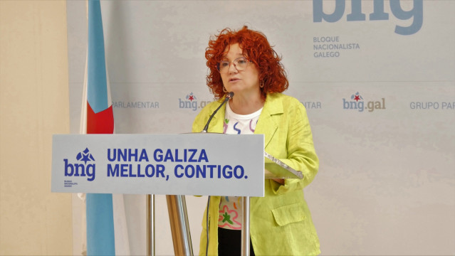 La diputada del BNG Montse Prado en rueda de prensa.