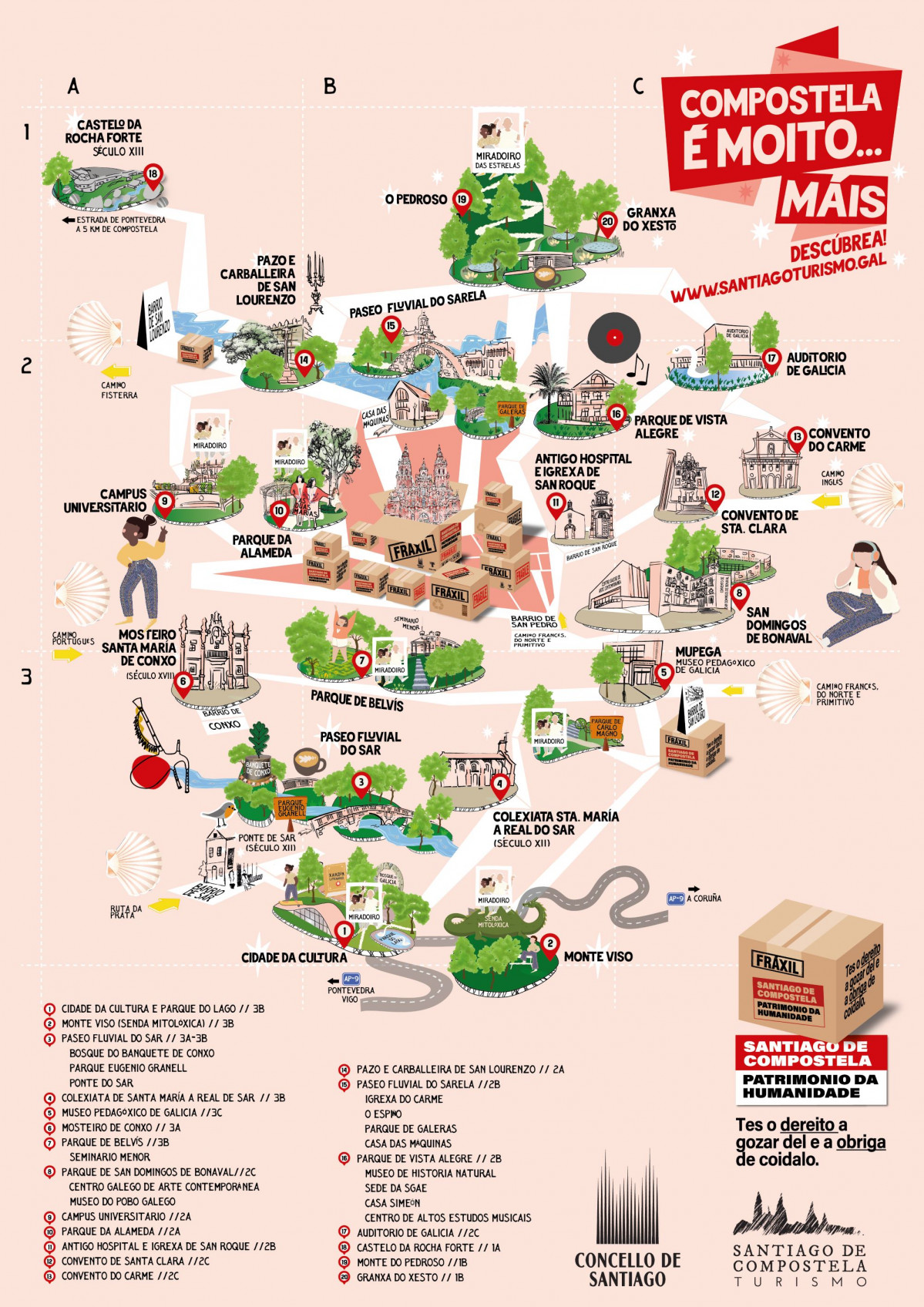 Mapa del Concello de Santiago para mostrar alternativas a la zona vieja