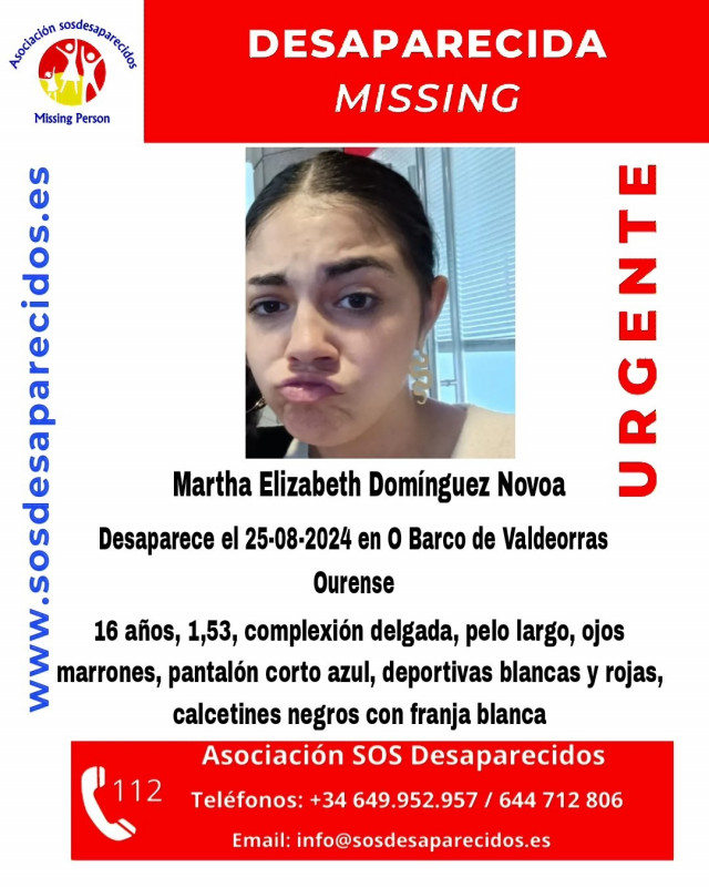 Martha Elizabeth Domínguez Novoa, menor de 16 años desaparecida de un centro de O Barco de Valdeorras (Ourense).