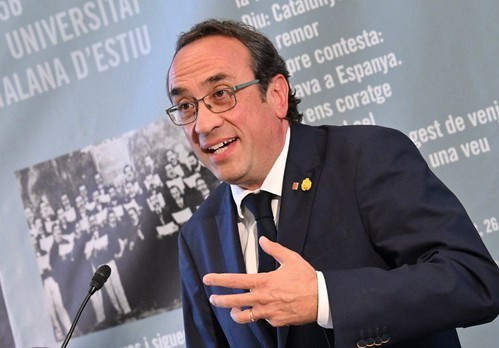 El president del Parlament, Josep Rull, durant la clausura de la Universitat Catalana d'Estiu (UCE)