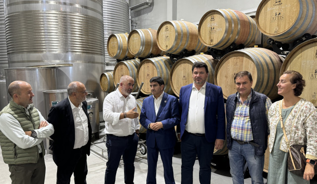 El delegado del Gobierno en Galicia, Pedro Blanco, visita las bodegas Attis