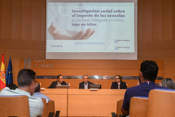 El conselleiro de Sanidade, Antonio Gómez Caamaño, en la presentación de la 'Investigación social sobre el impacto de las secuelas en las fases subaguda y crónica tras un ictus'.