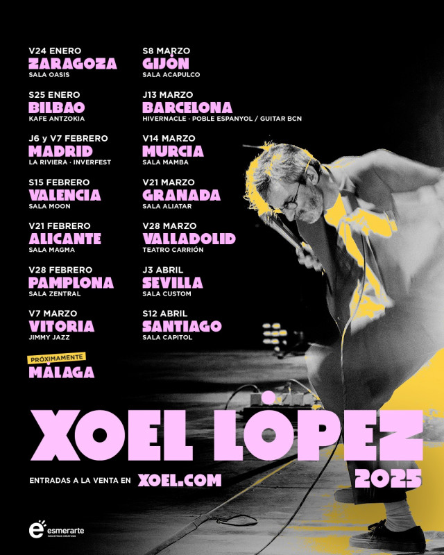 El artista Xoel López regresa a las salas con una gira en 2025 en ciudades como Madrid, Barcelona, Valencia o Bilbao