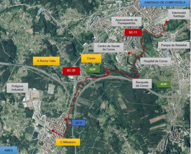 ¿Habrá carril bici y senda peonil entre San Caetano - Avenida de Lugo en Santiago y Milladoiro? Vecinos y ecologistas ponen trabas