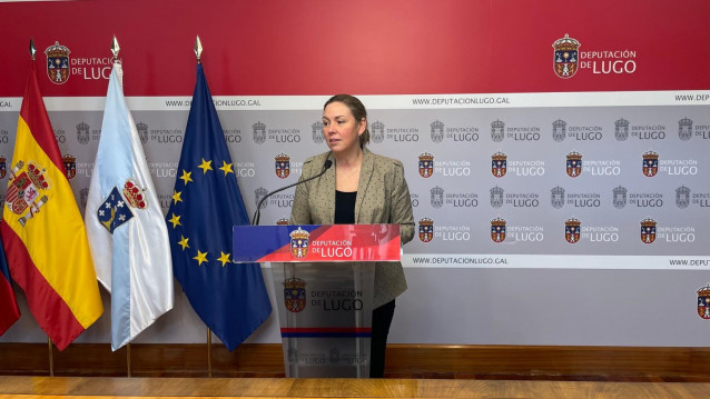 La portavoz socialista de la Diputación Provincial, Pilar García Porto, durante la rueda de prensa celebrada este viernes para informar de los asuntos tratados en la Junta de Gobierno semanal. En Lugo, a 27 de septiembre de 2024.