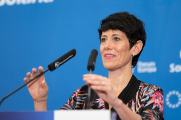 La ministra de Inclusión, Seguridad Social y Migraciones, Elma Saiz, durante un desayuno informativo de Fórum Europa, en el Hotel InterContinental, a 3 de octubre de 2024, en Madrid (España).