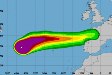 Previsión del camino de Kirk en una imagen del NOAA de Estados Unidos