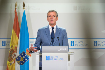 El presidente de la Xunta, Alfonso Rueda, en rueda de prensa tras el Consello.