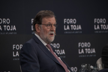 El expresidente del Gobierno, Mariano Rajoy, durante la primera jornada del Foro de La Toja-Vínculo Atlántico, en Eurostars Gran Hotel La Toja, a 3 de octubre de 2024, en La Toja, Pontevedra, Galici