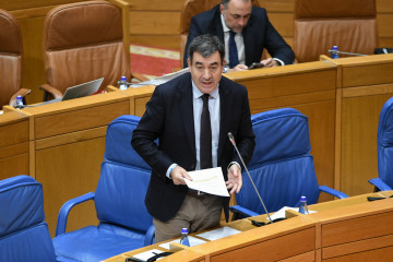 El conselleiro de Educación, Ciencia, Universidades y FP, Román Rodríguez, comparece en el Parlamento gallego