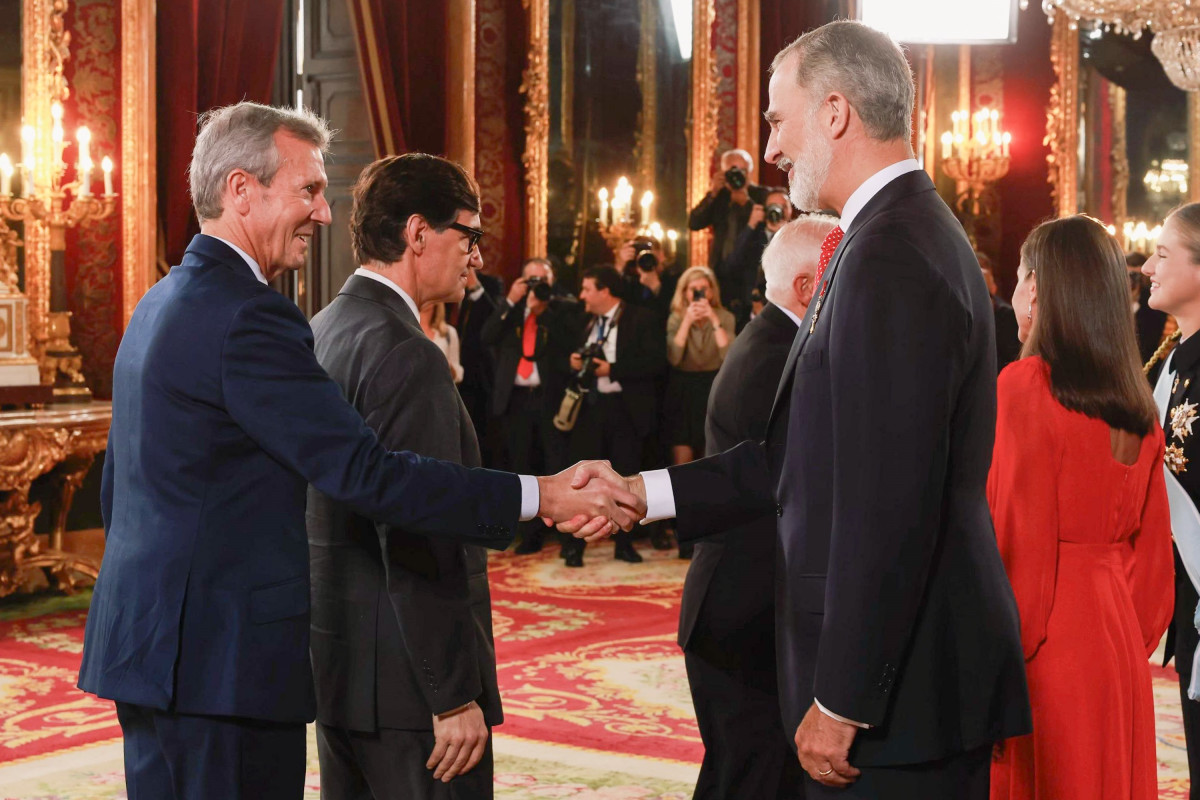 El presidente de la Xunta, Alfonso Rueda, en la recepción de los reyes del 12 de octubre