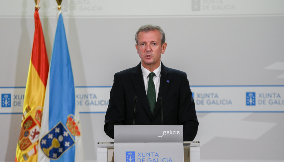 El presidente de la Xunta, Alfonso Rueda, en rueda prensa tras la reunión del Consello