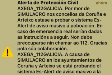 Captura del sistema de alerta de protección civil