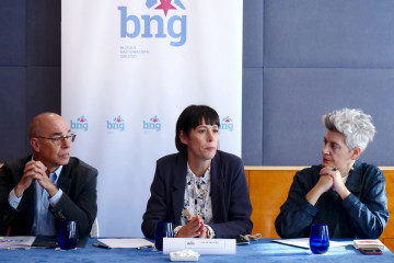 La portavoz nacional del BNG, Ana Pontón, en un acto en A Coruña