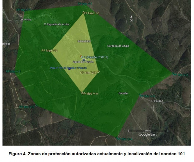 Sondeo de captación de Augas do Paraño de agua mineral