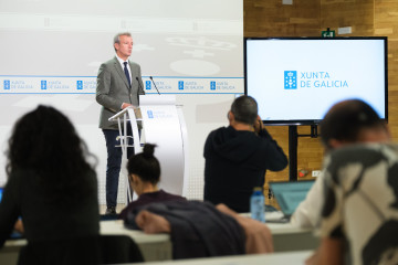 El presidente de la Xunta, Alfonso Rueda, en rueda de prensa