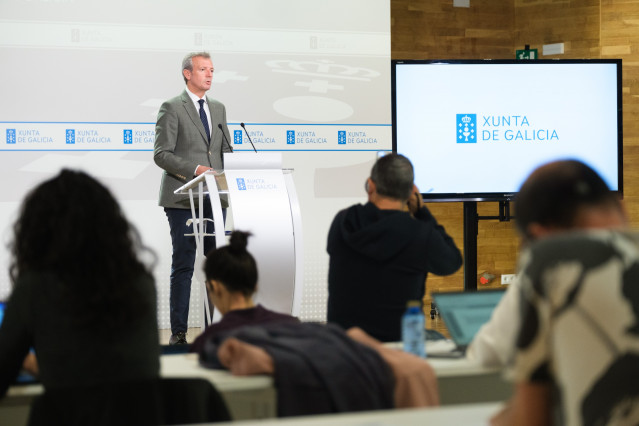 El presidente de la Xunta, Alfonso Rueda, en rueda de prensa