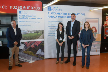 La conselleira de Vivenda e Planificación de Infraestruturas, María Martínez Allegue, y el conselleiro de Cultura, Lingua e Xuventude, José López Campos, presentan medidas de impulso a la emancip