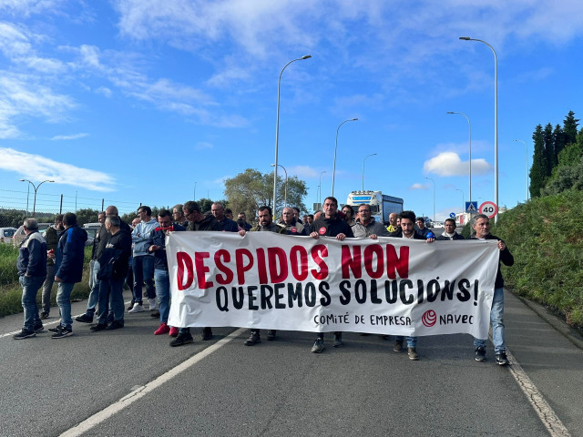 Protesta de trabajadores de la empresa Navec