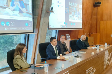 El delegado del Gobierno en Galicia, Pedro Blanco, en la apertura de la jornada 'O ecosistema do sector de coidados na provincia de Pontevedra: realidade xurídico-laboral e sociolóxica', organizada 