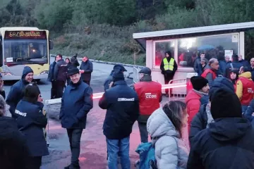 Una imagen de archivo de una pasada huelga de autobuses en Santiago