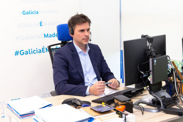 El director da Axencia Galega da Industria Forestal (XERA), Jacobo Aboal, participa por videconferencia en una jornada de directivos de cooperativas