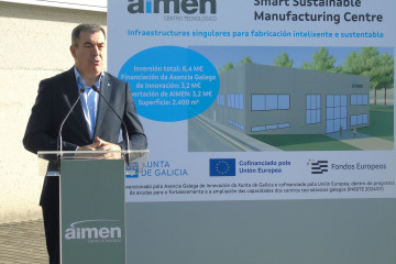 El conselleiro de Educación, Ciencia, Universidades e FP, Román Rodríguez, en la presentación del nuevo edificio del Centro Tecnológico Aimen