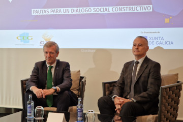 El presidente de la Xunta, Alfonso Rueda, en la clausura del Encuentro de secretarios y gerentes de organizaciones empresariales, en Vigo.