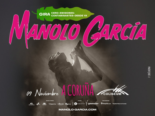 Cartel del concierto en A Coruña de Manolo García el sábado 9 de noviembre de 2024.