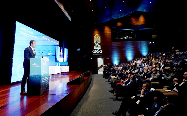 Intervención del conselleiro do Mar, Alfonso Villares, en el II Foro Galicia de Sostenibilidad Global de Productos del Mar, en Vigo.