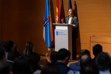 Ángeles Vázquez en la inaguración del Foro Técnico sobre la situación do sector eólico en Galicia