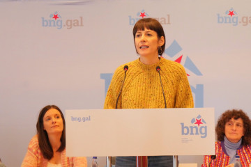 La portavoz nacional del BNG, Ana Pontón, en una intervención en el Consello Nacional celebrado en el Hotel Congreso, en Teo (A Coruña).