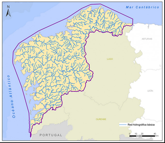 Archivo - Mapa de la cuenca hidrográfica Galicia Costa.