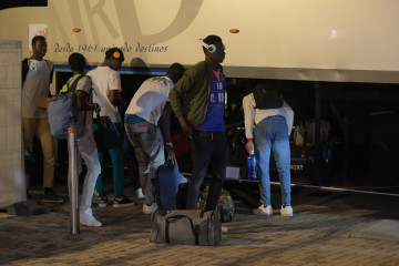 Archivo - Refugiados a su llegada al Monte do Gozo en Santiago de Compostela