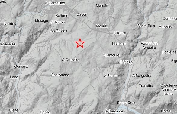 Terremoto registrado en el municipio ourensano de Maside.