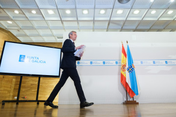 El presidente de la Xunta, Alfonso Rueda, tras la reunión del Consello.