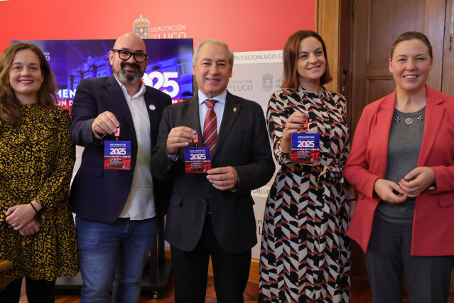 El presidente de la Diputación de Lugo, José Tomé, presenta los presupuestos junto al vicepresidente, Efrén Castro; y las diputadas Carmela López, Pilar García Porto e Iria Castro