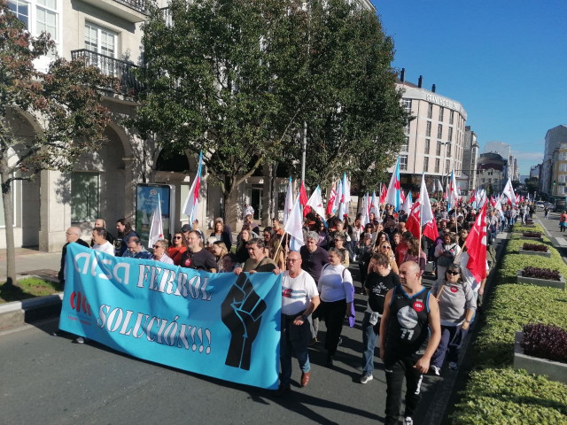 Manifestación en apoyo a la plantilla de Maitours en Ferrol, a 6 de noviembre de 2024