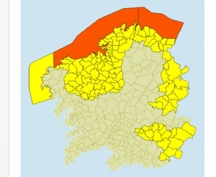 Alertas en gran parte de Galicia por la borrasca Caetano durante casi todo el jueves