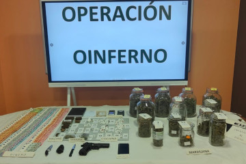 Drogas, dinero y efectos incautados en el marco de la Operación 'Oinferno'.