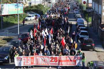 Manifestación con motivo de la jornada de huelga convocada por la CIG en el sector de automoción de Galicia, a 28 de noviembre de 2024.