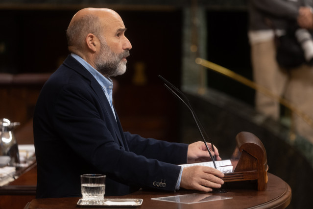 El diputado de BNG, Néstor Rego, interviene durante una sesión plenaria en el Congreso de los Diputados, a 21 de noviembre de 2024, en Madrid.