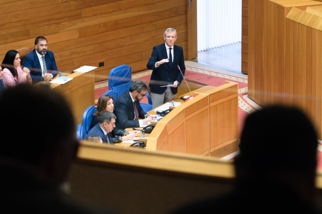 Archivo - El presidente de la Xunta, Alfonso Rueda, en la sesión de control del Parlamento de Galicia