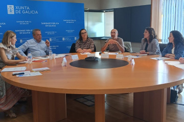 Representantes del Colegio de Logopedas de Galicia en una reunión con el conselleiro de Sanidade, Antonio Gómez Caamaño.