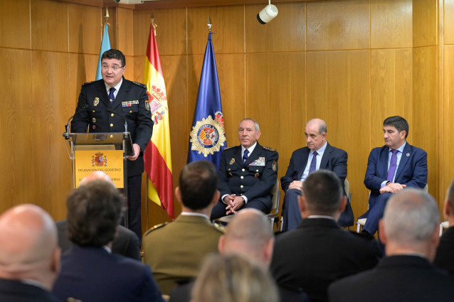 El nuevo jefe superior de Policía de Galicia, Pedro Jesús Pacheco, durante el acto de toma de posesión de su cargo