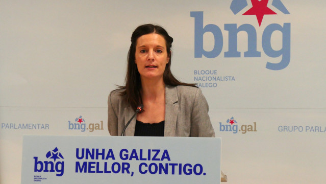 La viceportavoz parlamentaria del BNG, Olalla Rodil, en rueda de prensa