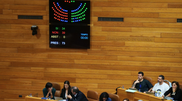 Archivo - Resultado de la votación de la petición para crear una comisión de investigación sobre los contratos de la Xunta, rechazada por los votos del PP en el pleno del Parlamento gallego celebrado el 10 de septiembre de 2024